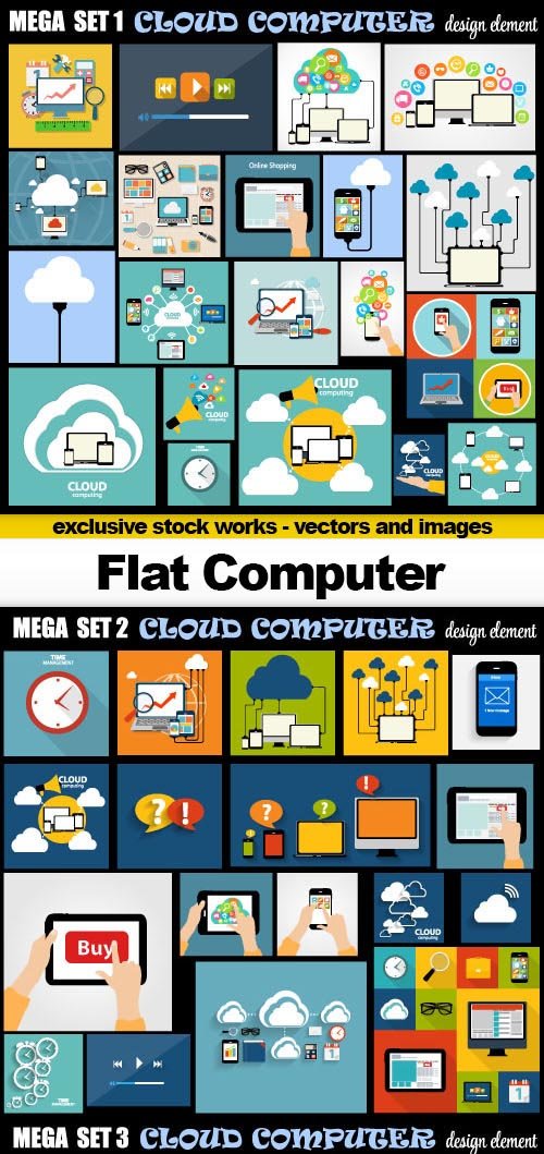 Flat Computer Design Elements - 4x EPS