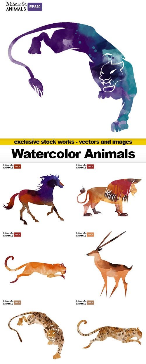 Watercolor Animals, 12x EPS