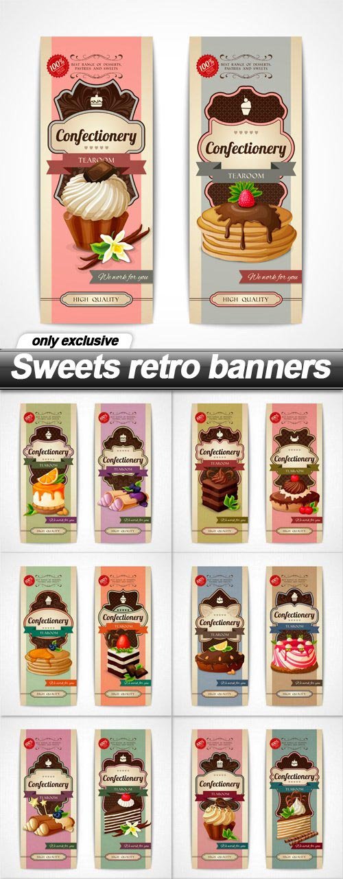 Sweets retro banners - 8 EPS