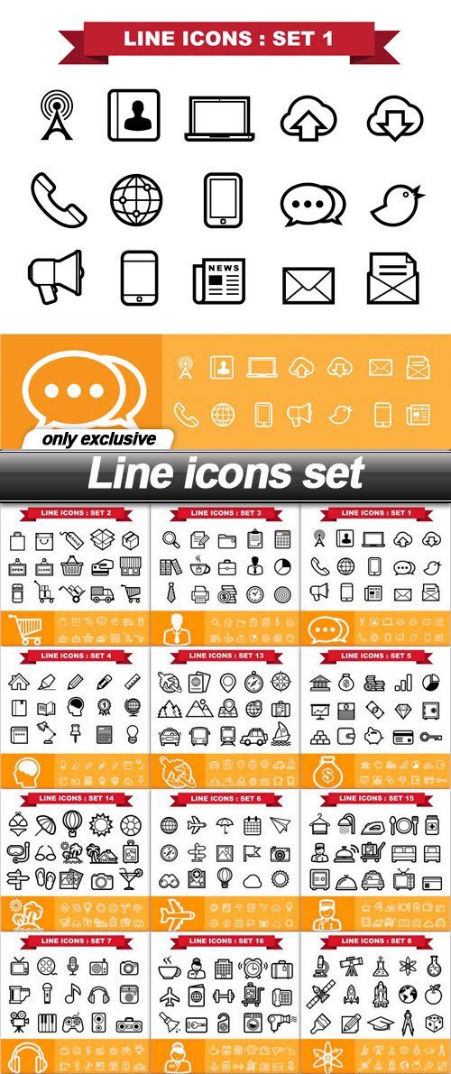 Line icons set - 17 EPS