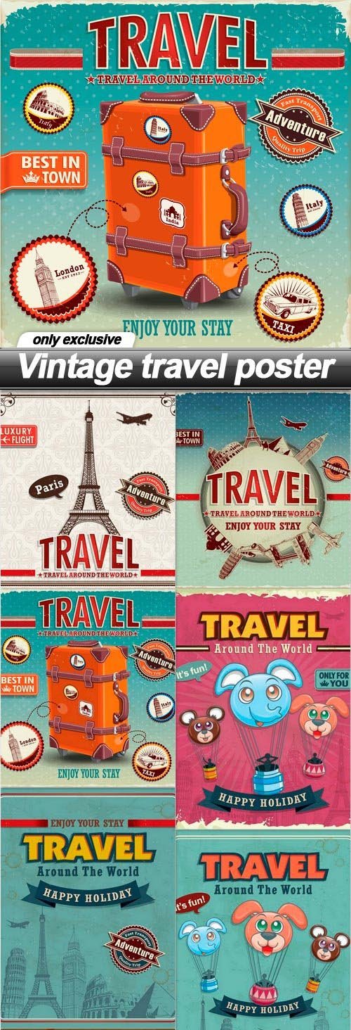 Vintage travel poster - 8 EPS