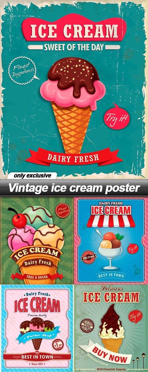 Vintage ice cream poster - 10 EPS