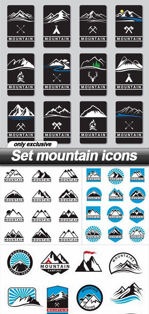 Set mountain icons - 5 EPS