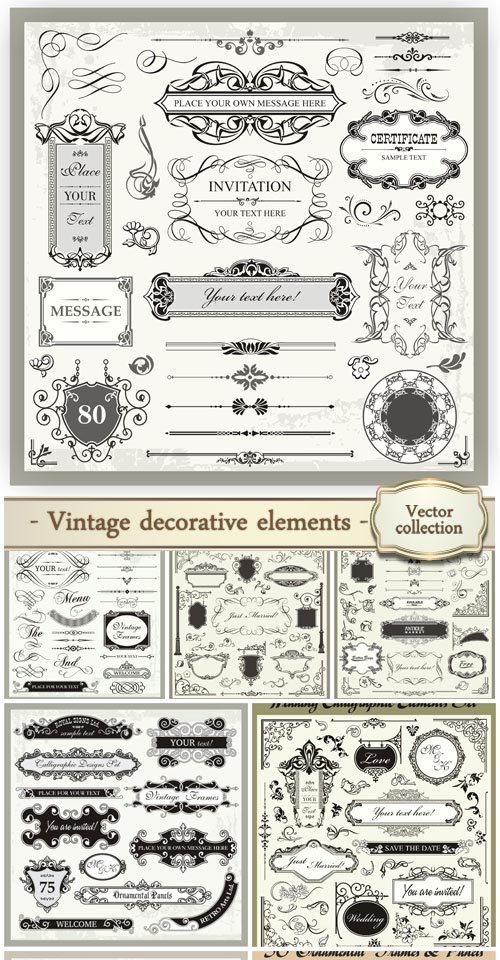 Vector set of vintage decorative elements