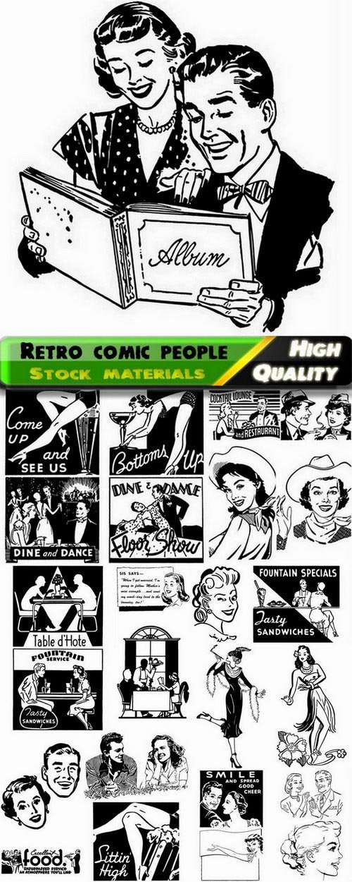 Pop art retro comic people illustrations 3 - 25 Eps