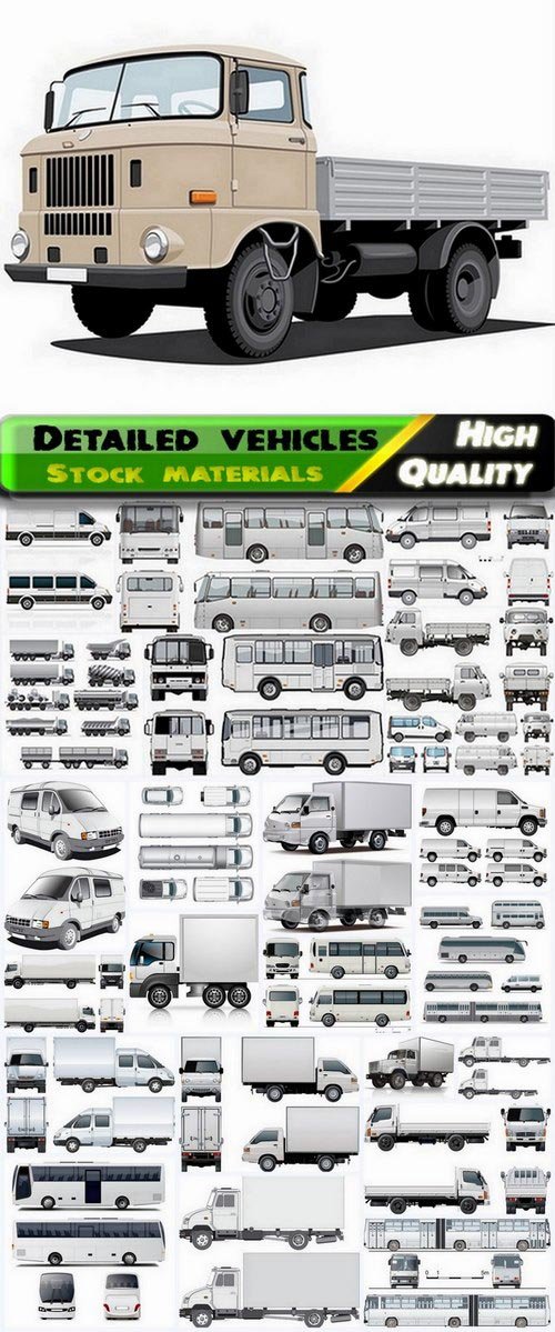 Detailed vehicles trucks and buses - 25 Eps