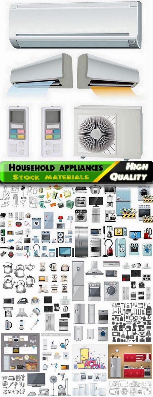 Set of household with appliances and utensils - 25 Eps
