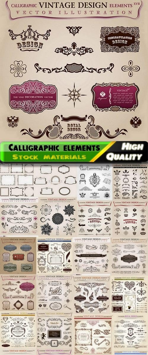 Calligraphic design elements for page decorations #48 - 25 Eps