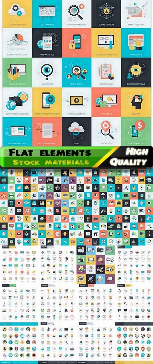 Flat elements and business icons - 25 Eps