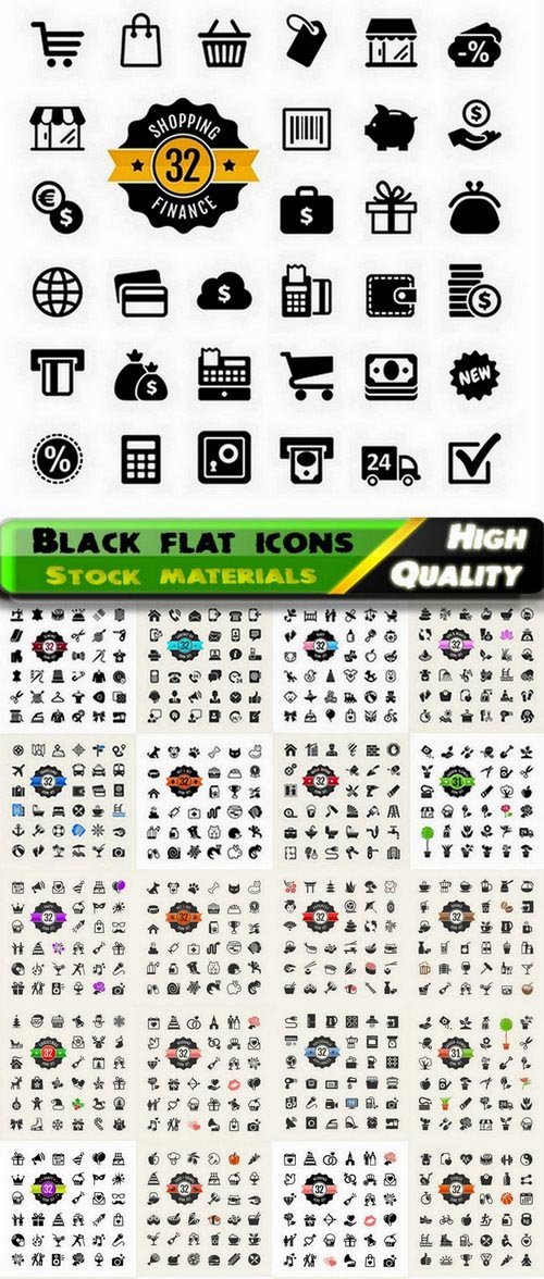 Black flat icons for web and app design 2 - 25