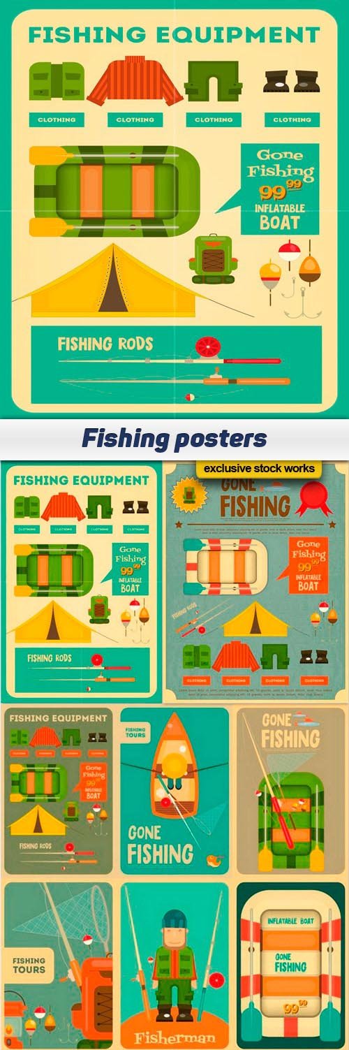 Fishing posters - 5 EPS