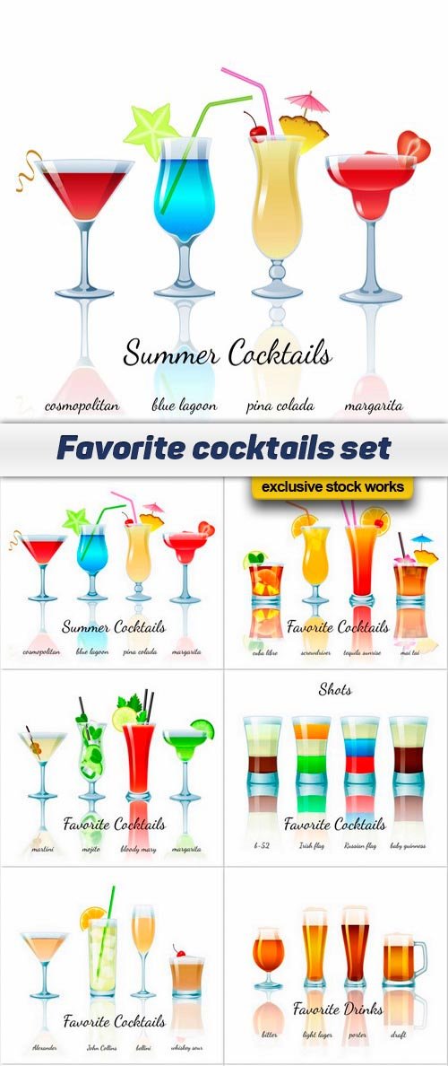 Favorite cocktails set - 10 EPS
