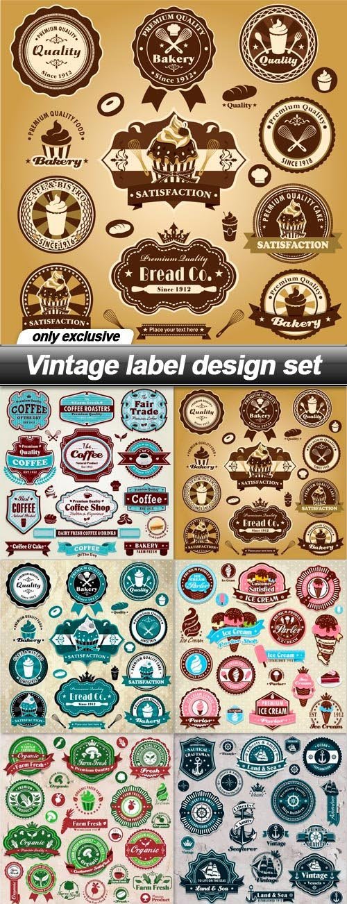Vintage label design set - 8 EPS