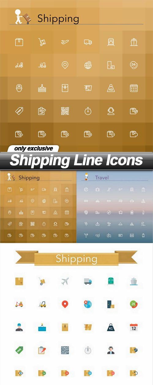 Shipping Line Icons - 5 EPS