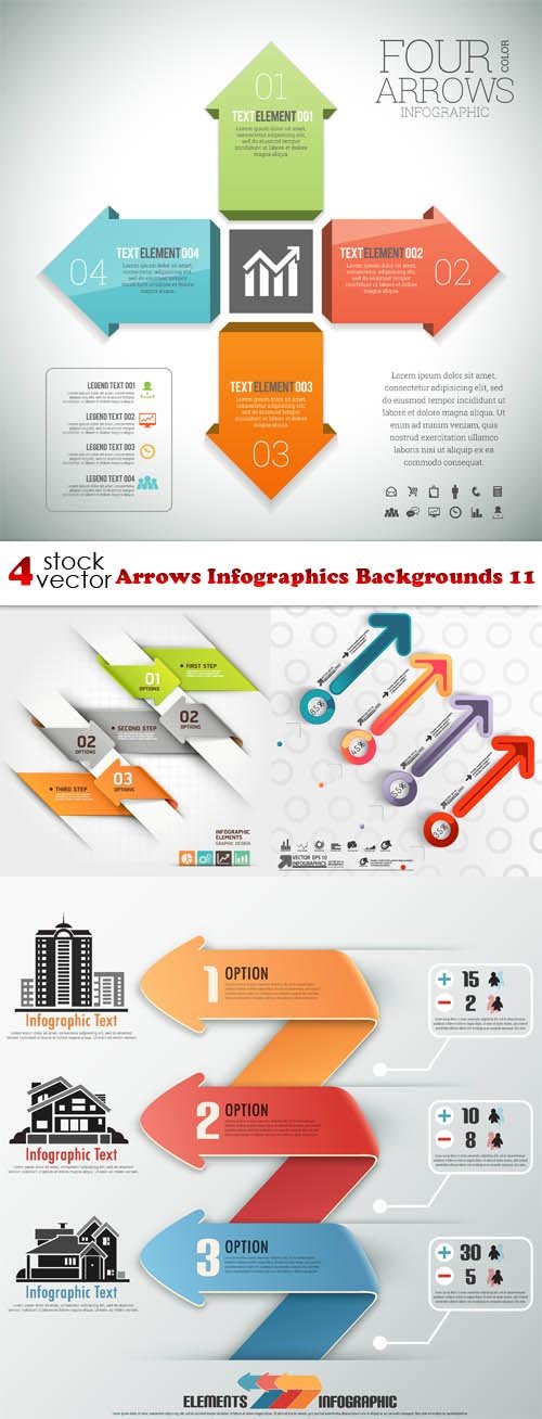 Vectors - Arrows Infographics Backgrounds 11