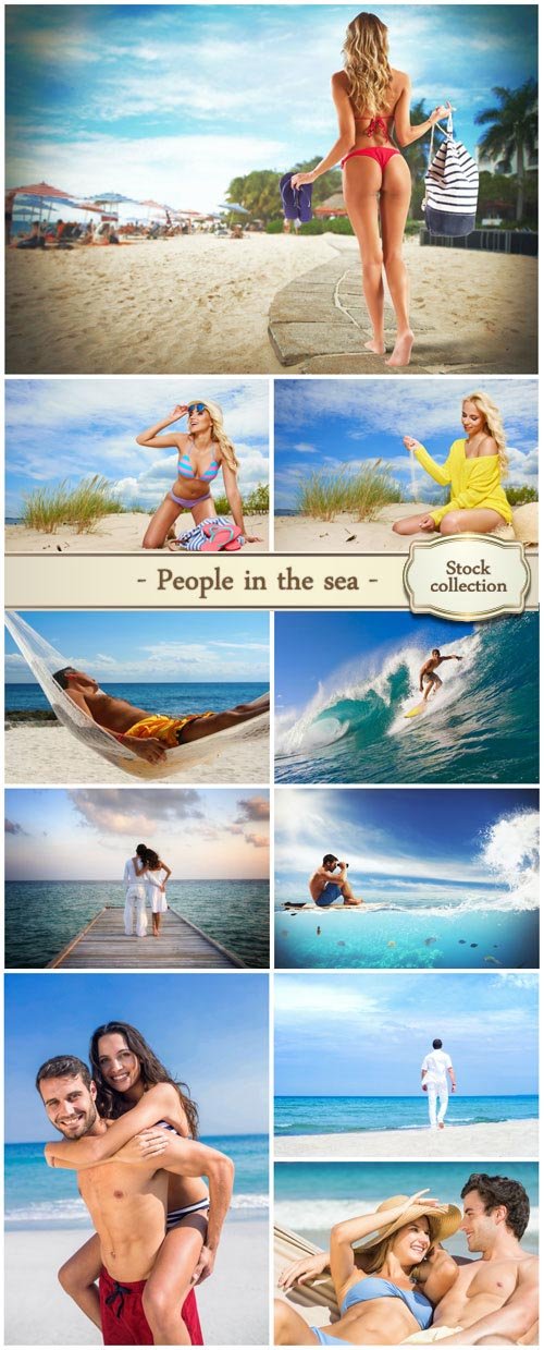People in the sea, a man and a woman - stock photos 
