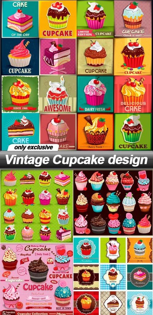 Vintage Cupcake design - 10 EPS