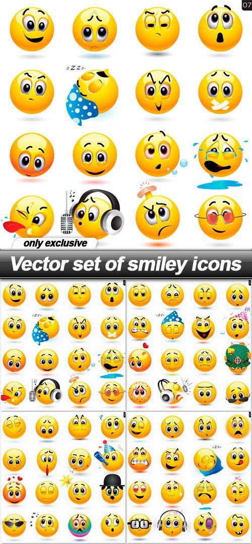 Vector set of smiley icons - 8 EPS