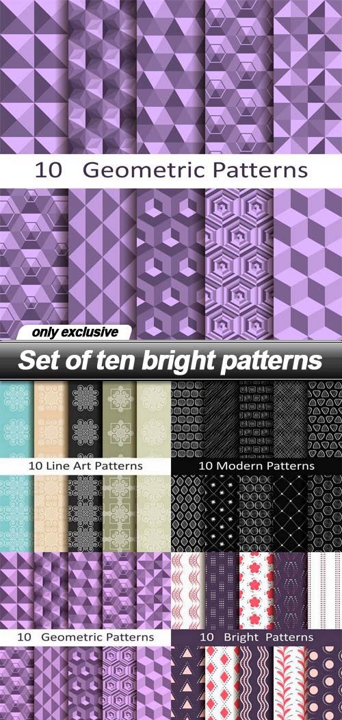Set of ten bright patterns - 10 EPS