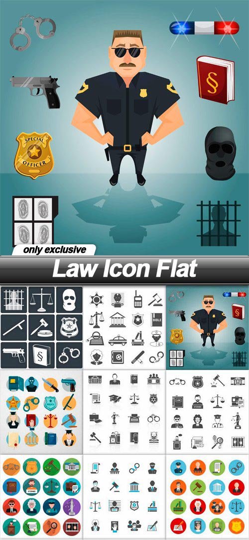 Law Icon Flat - 15 EPS