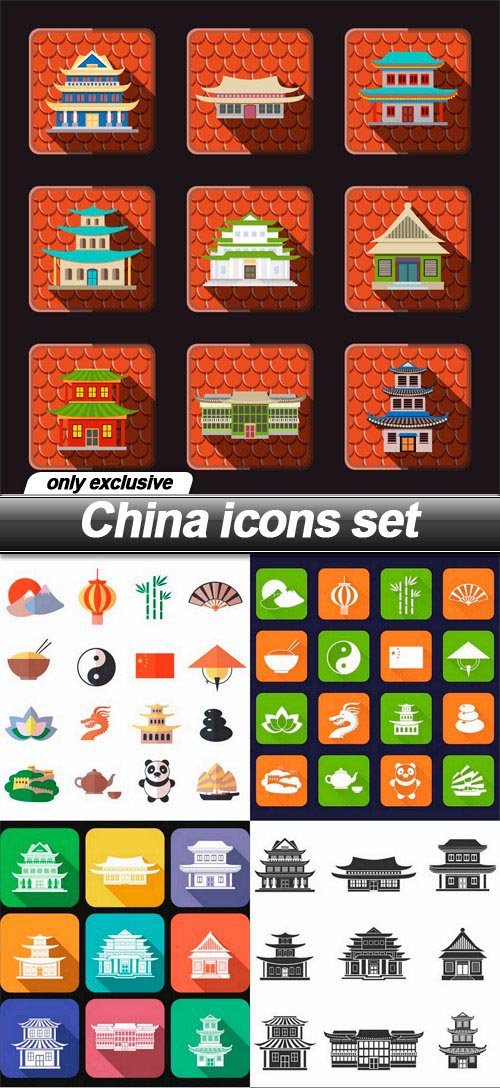 China icons set - 7 EPS