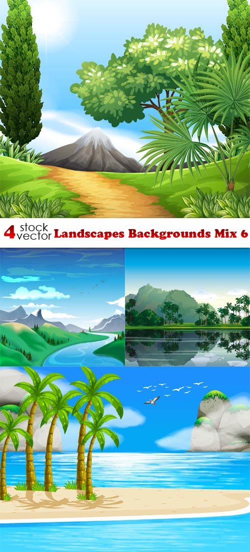 Vectors - Landscapes Backgrounds Mix 6
