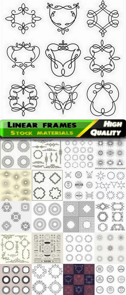 Linear and round calligraphic frames - 25 E