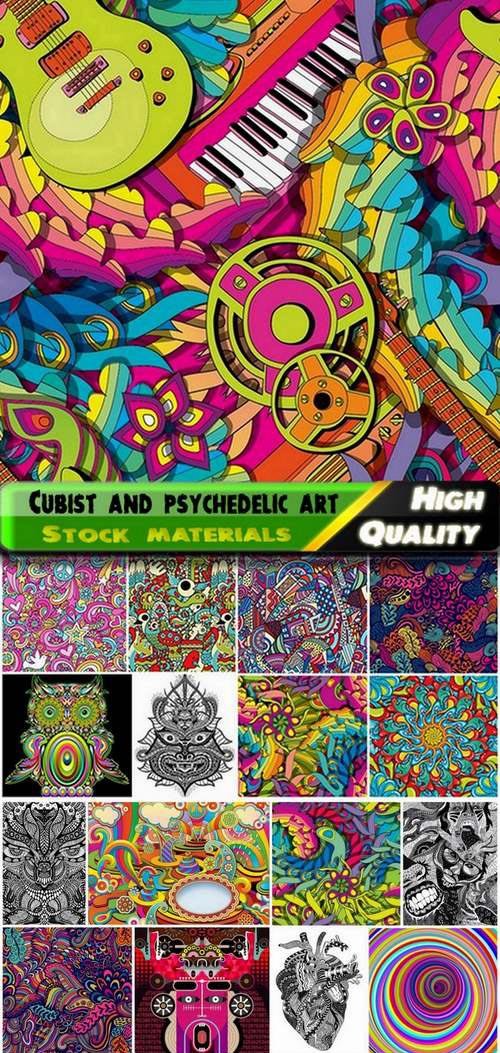 Cubist art and psychedelic abstract backgrounds - 25 Eps