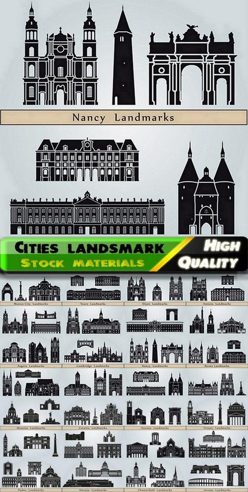Different cities landsmark and skyline in vector from stock #3 - 25 Eps