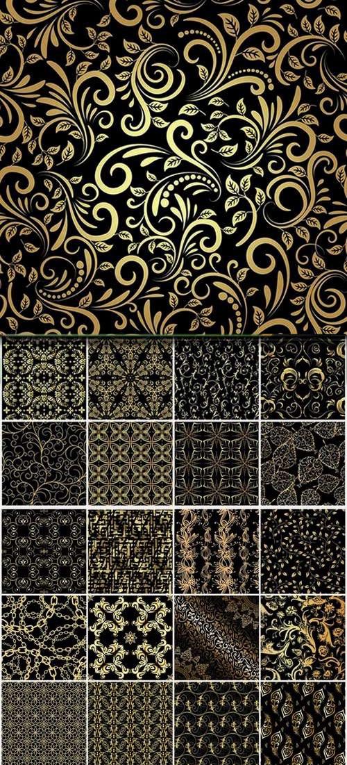 Golden royal and luxury seamless patterns - 25 Eps