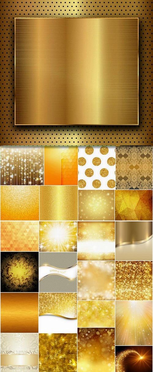 Golden background with sparkles and glitter elements - 25 Eps