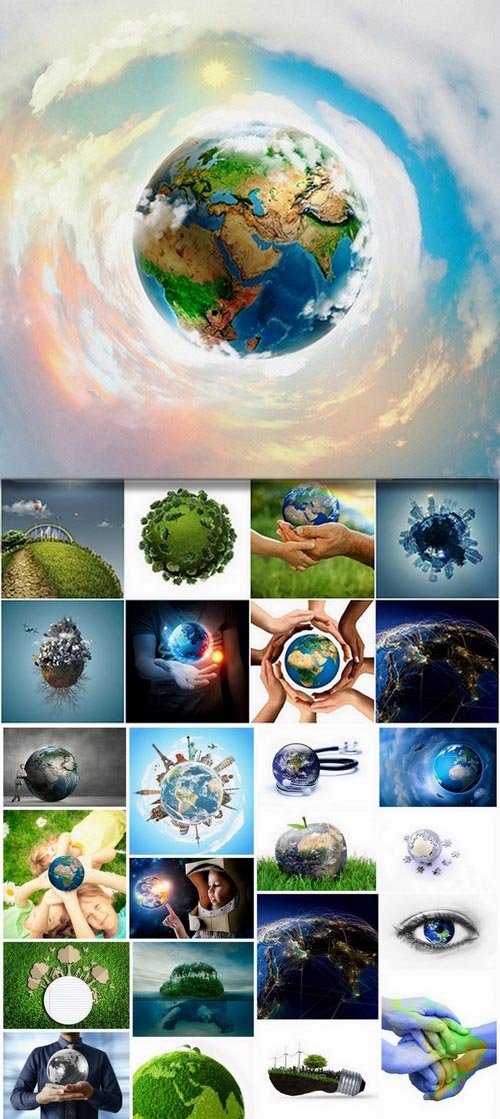 Conceptual images with globe and planet Earth - 25 HQ Jpg
