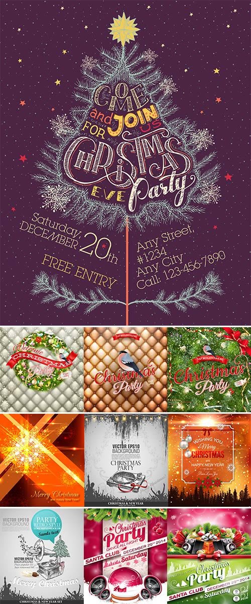 Christmas party poster - Stock Illustration