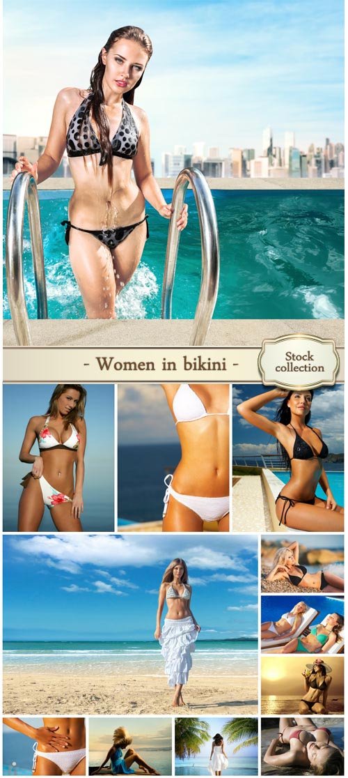 Women in bikini, relaxing on the beach - stock photos