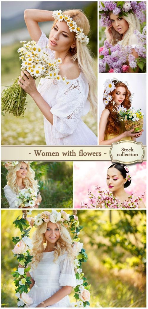 Women with flowers, nature - stock photos