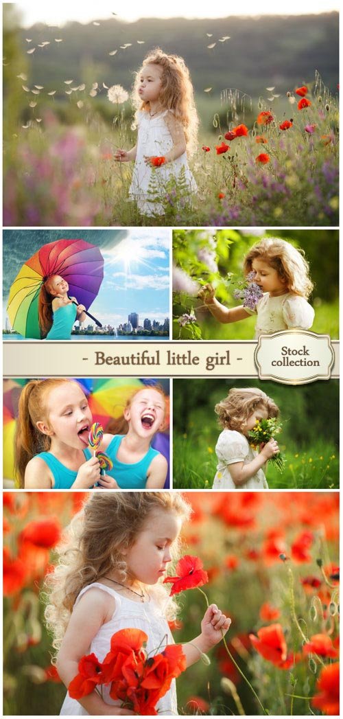 Little girls and nature - stock photos