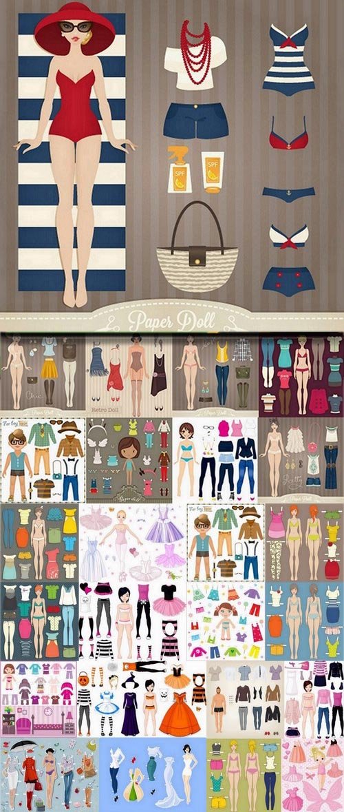Paper dolls with clothes for children - 25 Eps