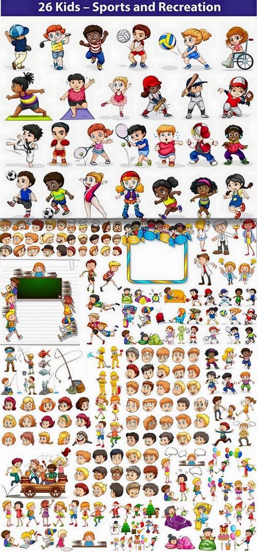 Illustration of a funny cartoon children and persons - 25 Eps