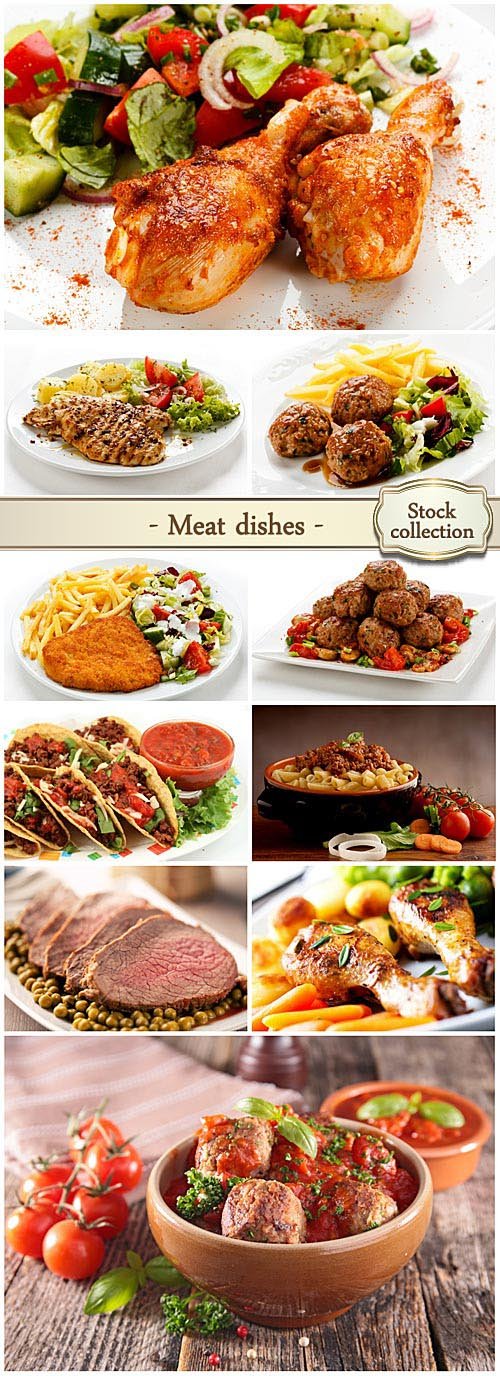 Meat dishes with vegetables - stock photos