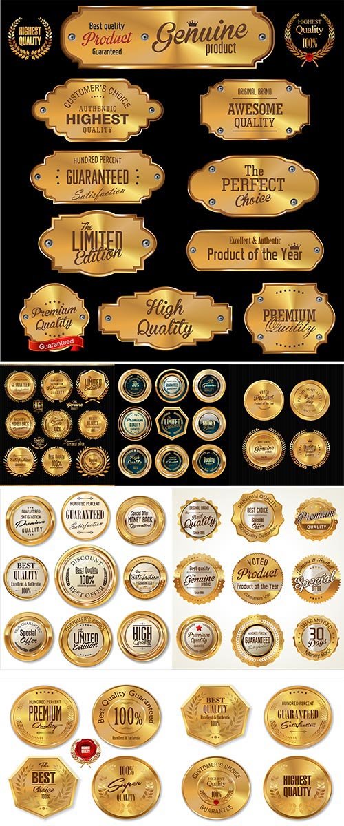 Stock Premium quality golden metal badges