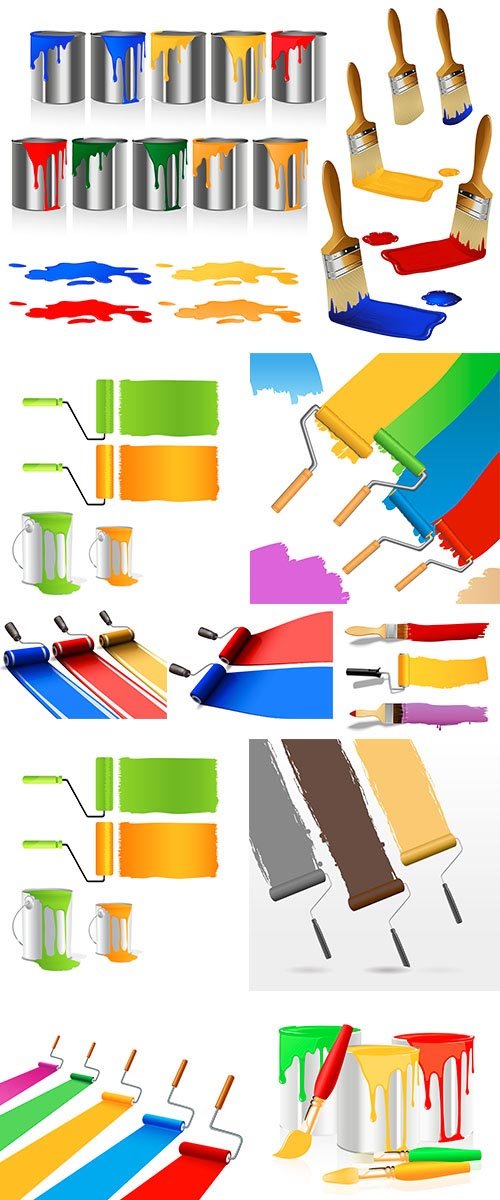 Stock Vector - Colored painting rollers,vector illustration, file included
