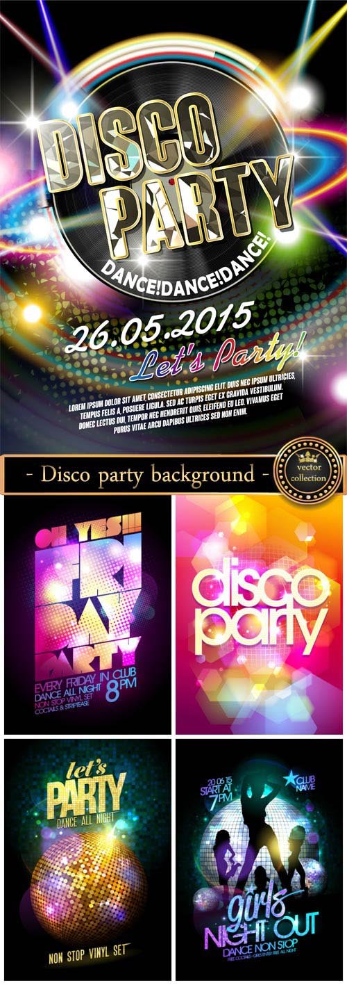 Disco, party, vector backgrounds