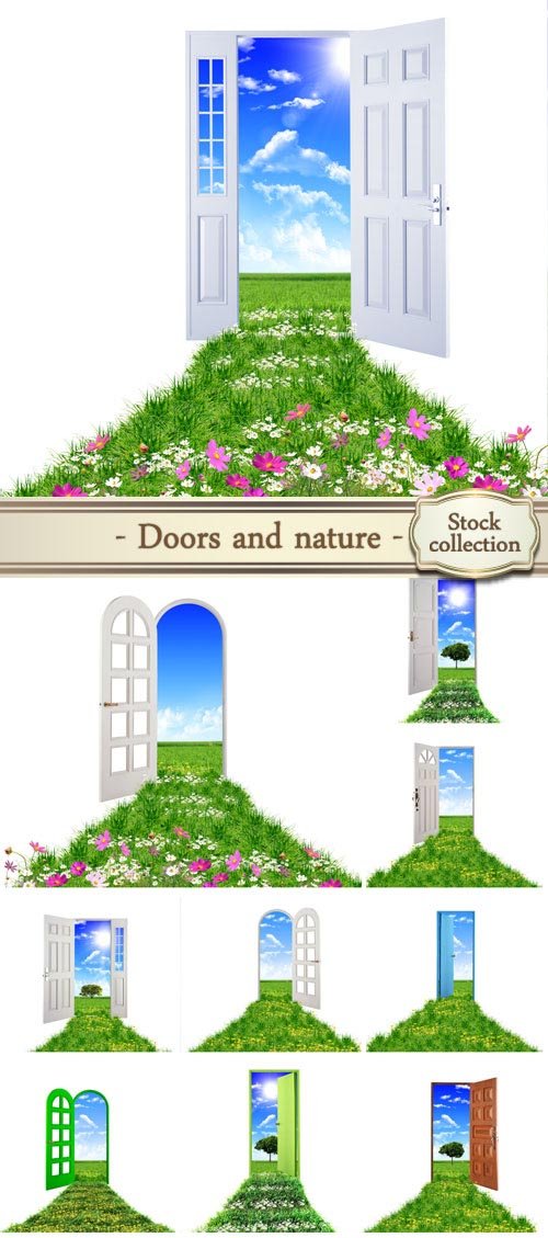 Open doors and Nature - stock photos