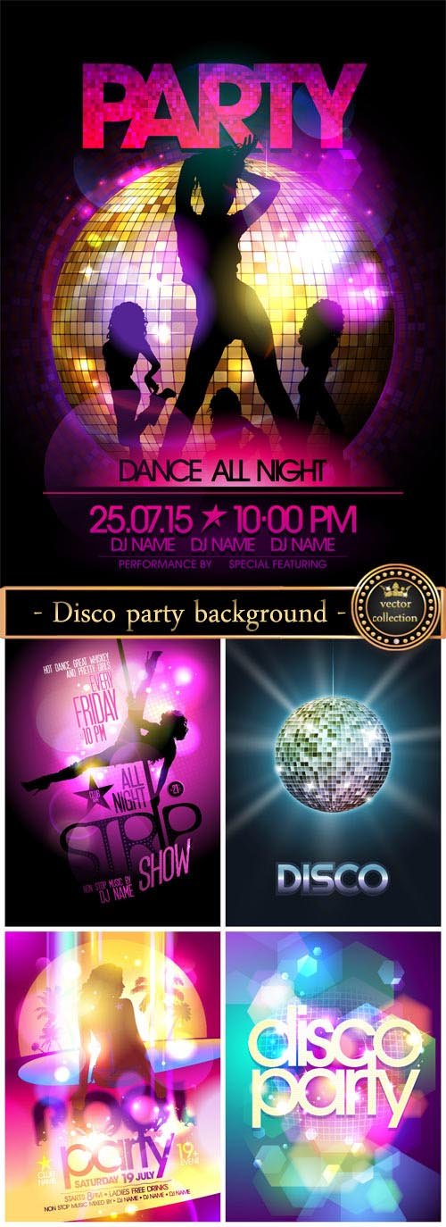 Disco party, vector background