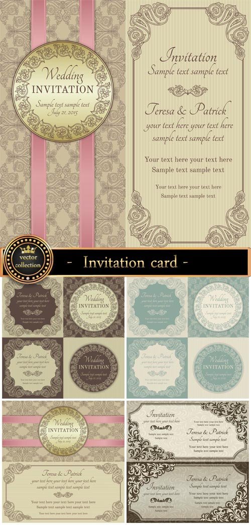 Vector invitation card in old-fashioned style 