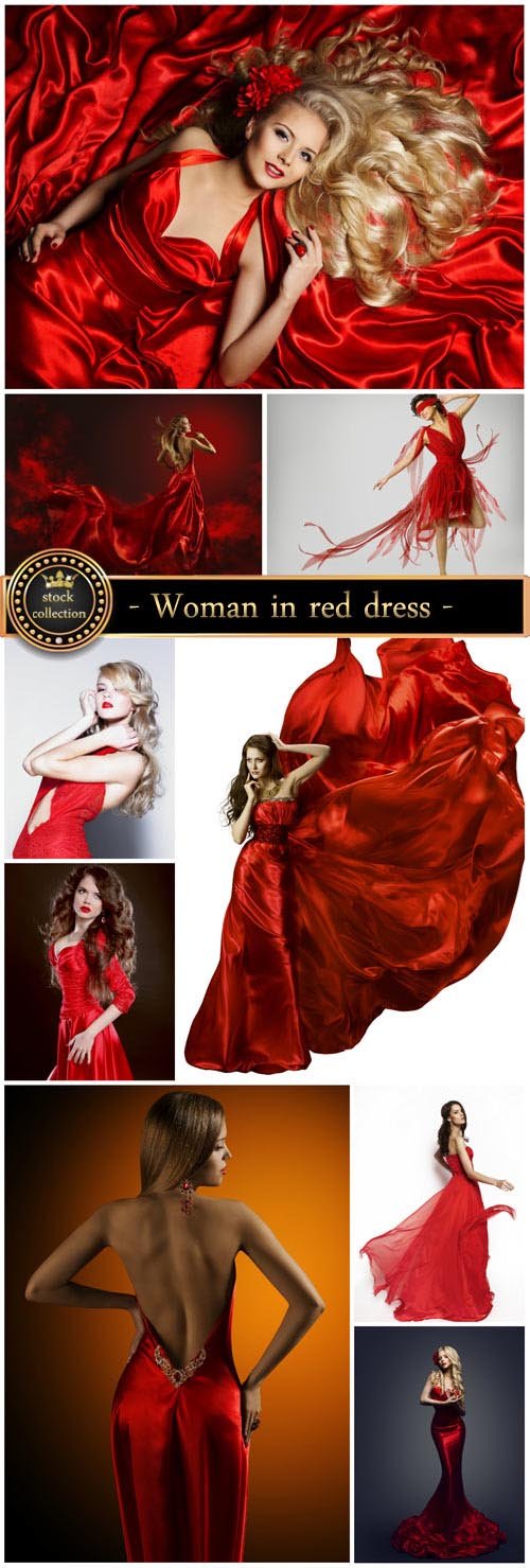 Beautiful woman in red dress - Stock Photo