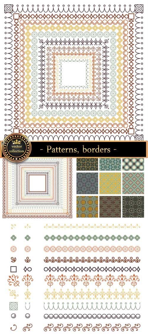 Patterns, borders, decorative elements vector