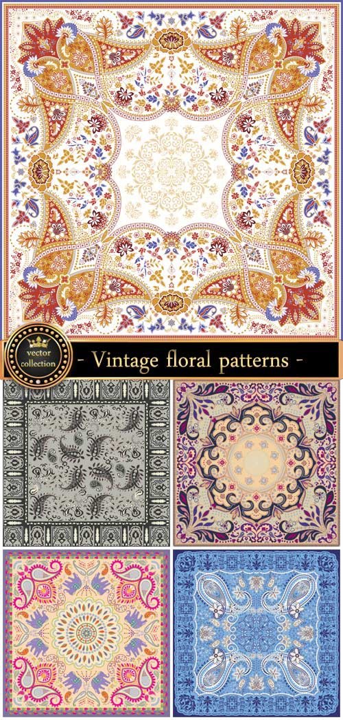 Vector backgrounds, vintage floral patterns