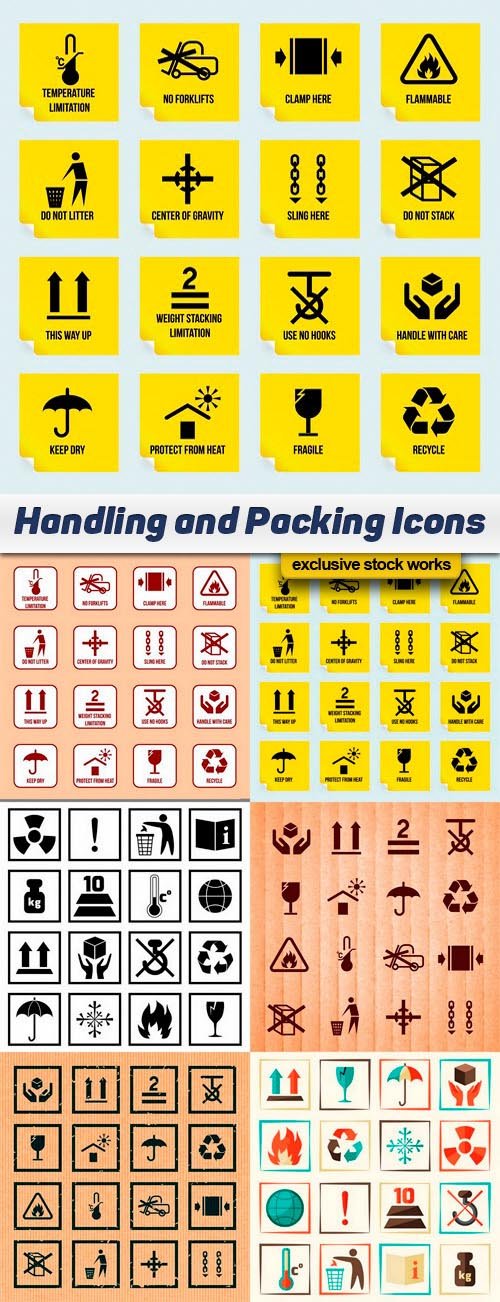 Handling and Packing Icons - 6 EPS