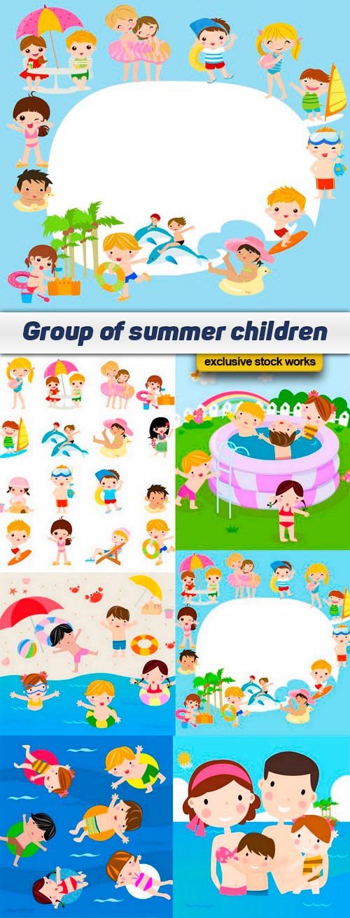 Group of summer children - 10 EPS